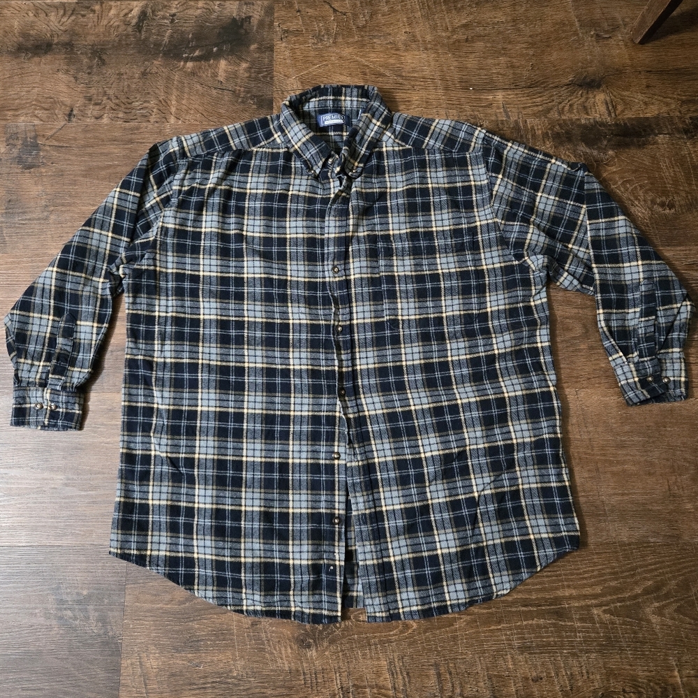 Preview International Navy and Mustard Plaid Shirt